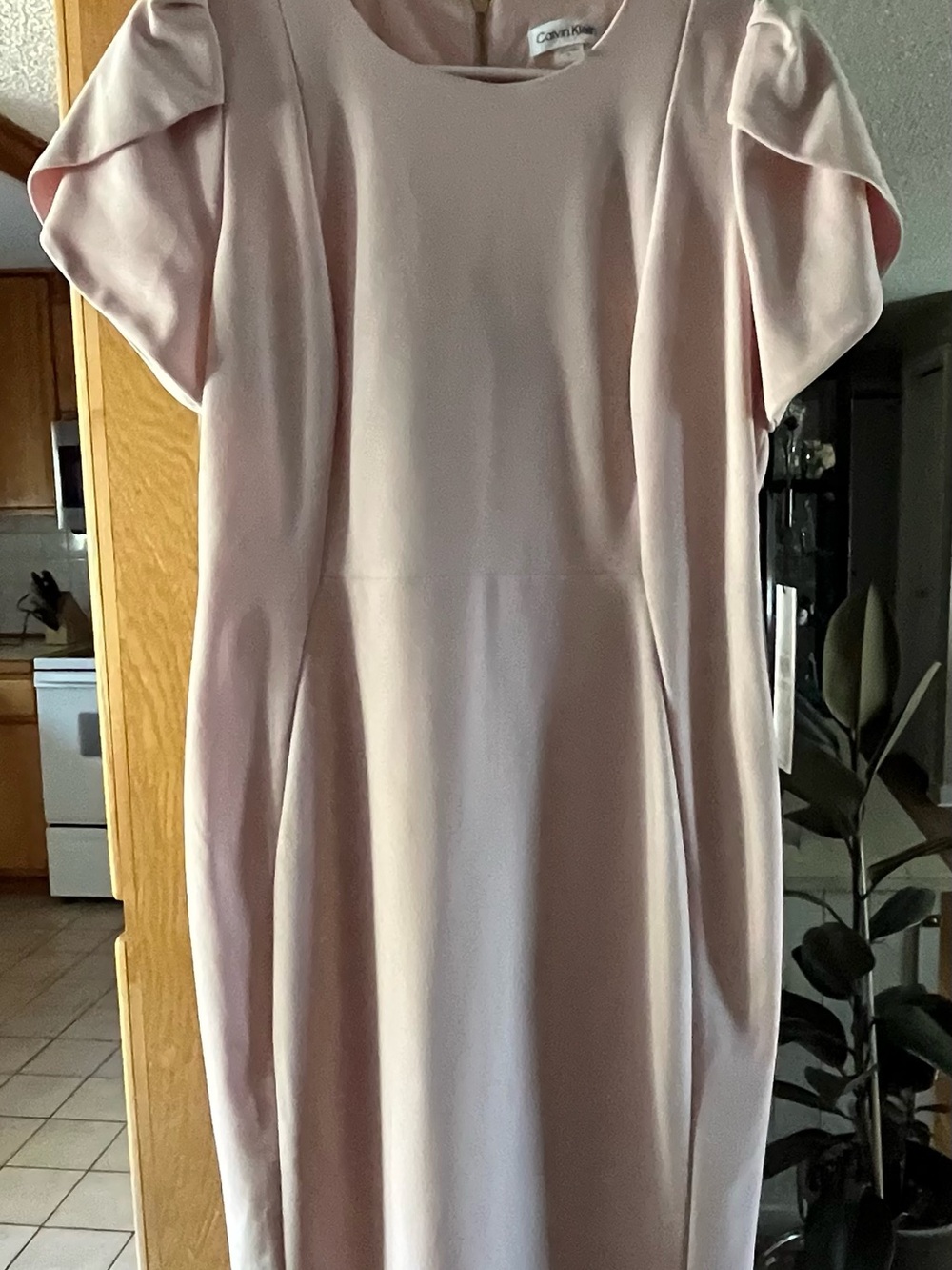 Calvin Klein Blush Pink Midi Dress with Short Sleeves